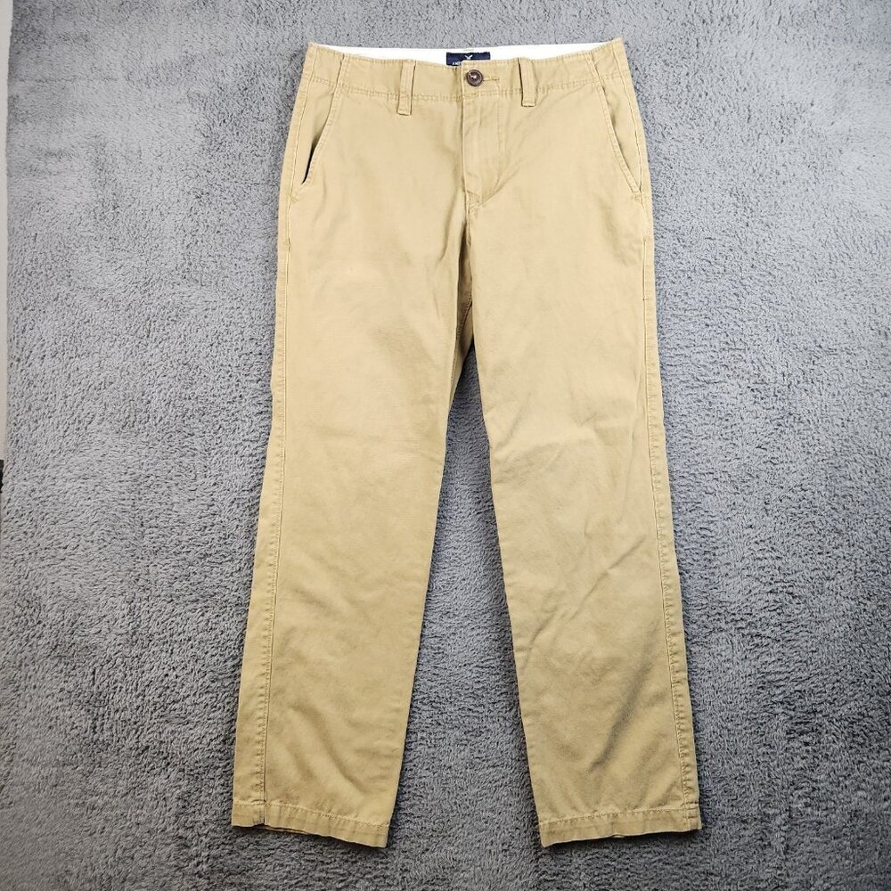 American Eagle AE Pant Size 29x32 Khaki Flat Front Y2K‎ Relaxed Straight Gorpcor